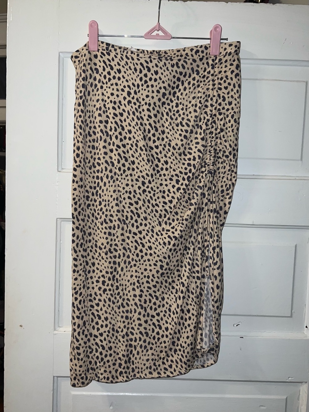 URBAN Romantics Beige and Black Leopard Midi Skirt